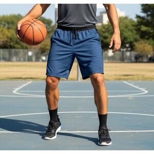 Leg3nd Workout Shorts Mens Size M Navy Blue Comfort Fit Athletic Outdoor Stretch